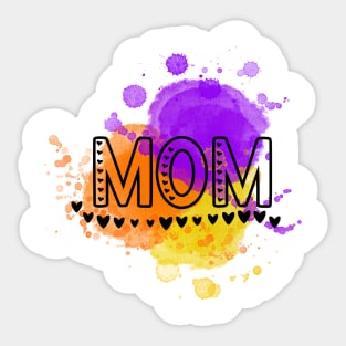 Paint Drip Mom Hearts Sticker